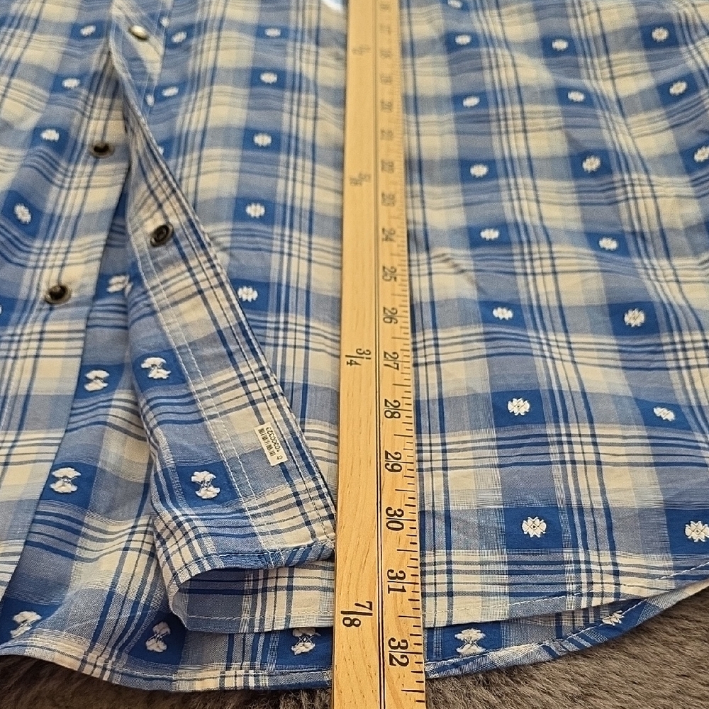 Tecovas Blue and White Checkered Casual Shirt Pearl Snap XxL - Picture 6 of 10